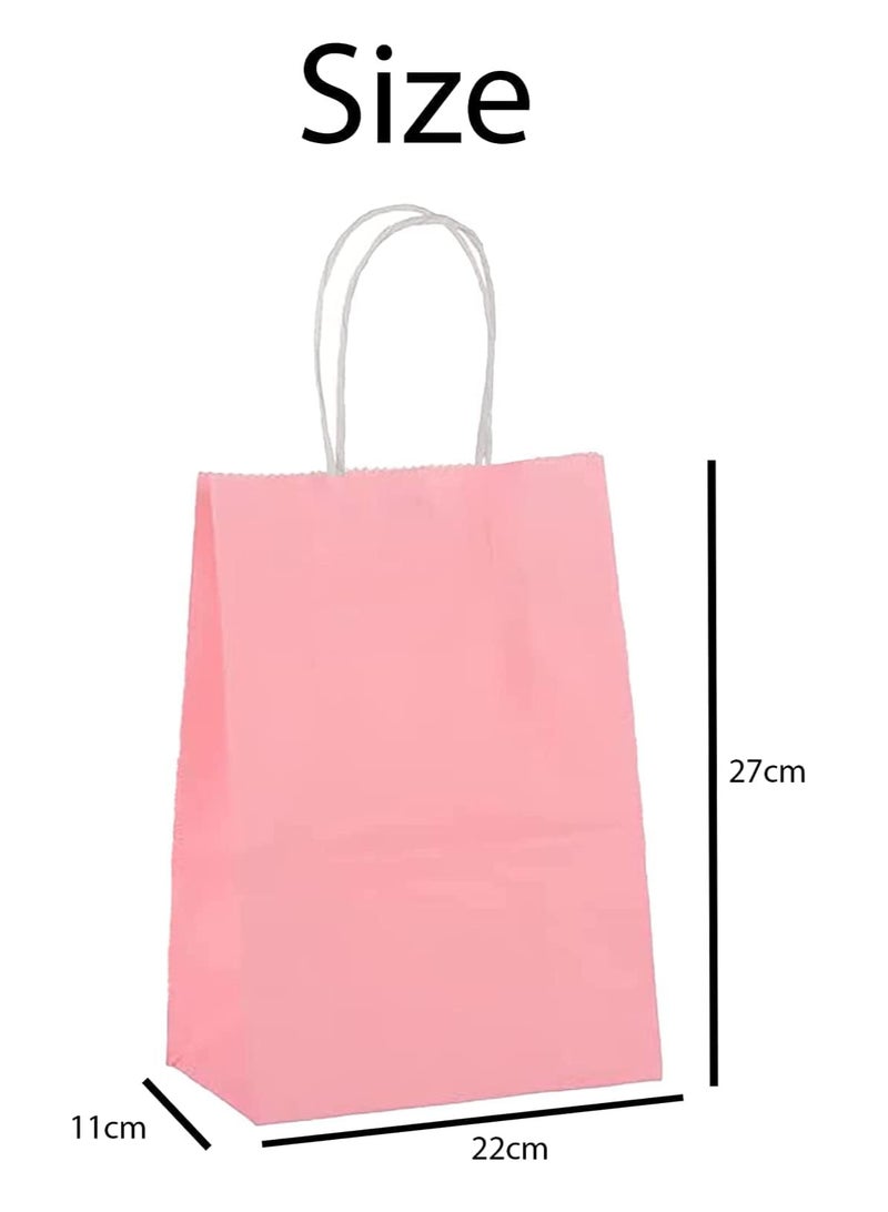 ECVV Gift Bags 12 Pieces Set Eco-Friendly Paper Bags With Handles Bulk Paper Bags Shopping Bags Kraft Bags Retail Bags Party Bags (PINK, 27 * 22 * 11 Cm) - Image 2
