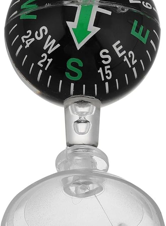 Black Plastic Car Dashboard Mount Compass with 38mm Suction Cup for Windshield - Image 1