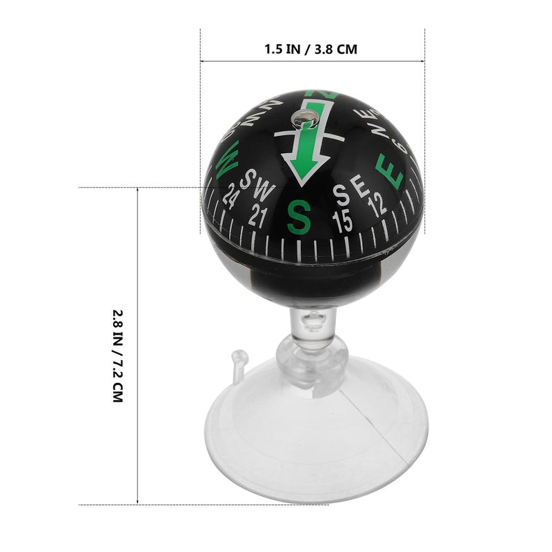 Black Plastic Car Dashboard Mount Compass with 38mm Suction Cup for Windshield - Image 3