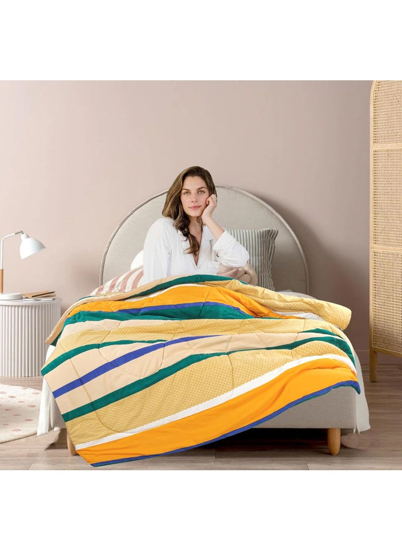 KIHOME KIHOME 300 GSM Reversible AC ComforterBlanketQuiltDuvets for Summer Single Size Bed 160 X 225 cmVacuum PackedYellow Green  - Image 1