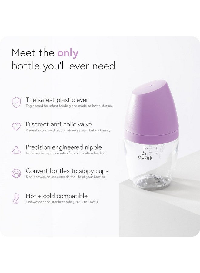 Quark BuubiBottle Hybrid Bottle Feeding Bundle by Quark - Baby Bottle Set with Baby Bottles for Breastfed Babies from Newborn to Toddler - With RealFeel Anti Colic Nipples, Sippy Cup Conversion Kit - Purple - Image 2
