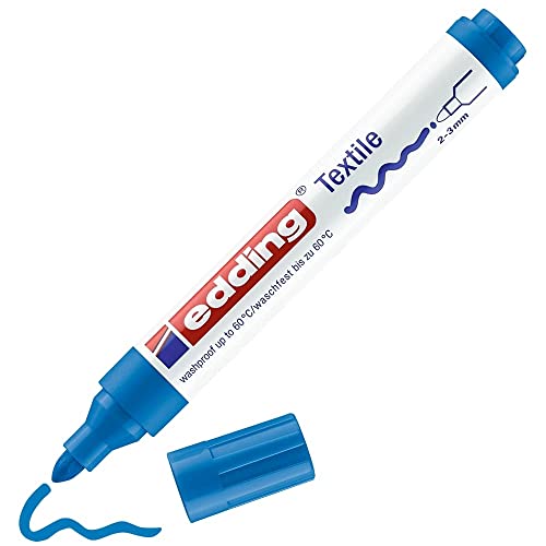 edding 233198 2-3 mm Round Tip Textile Marker - Blue - Image 5