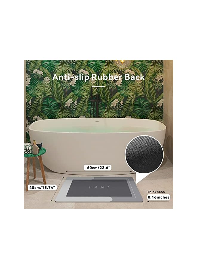 Baytion Diatom Bath Mat,Anti-Slip Bathroom Floor Mats and Quick Dry Bath Rug,Super Absorbent Bathtub Mat with Non-Slip,Thickened,Soft, Easier Clean Carpet, Blue Rectangle (60 x 40 cm, Blue)  - Image 2