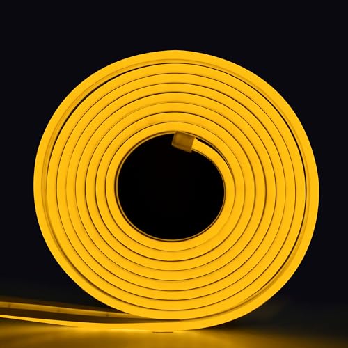 Forus 5 Meter LED Neon Strip Light - Amber, Flexible Waterproof Rope Lights 16.4 Feet with 12V Adapter, Indoor Outdoor Diwali Decorative Lighting, Home Decoration, Wall Decor, 1 Yr Warranty - Image 1