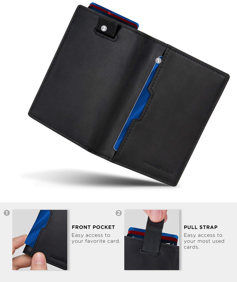 SERMAN BRANDS سيرمان براندز - محافظ للرجال نحيفة جلدية مع تقنية حجب RFID لمحفظة بطاقات أمامية قابلة للطي للسفر رقيقة (أسود فحمي 5.0) - Image 5