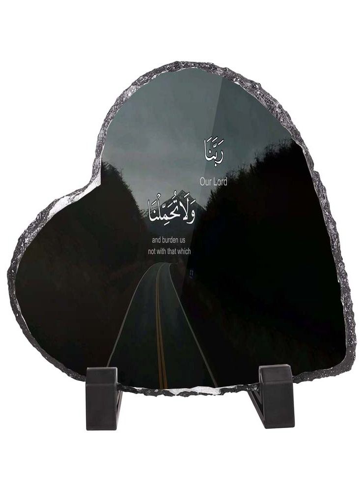 Service Zone Protective Printed White Heart Shape Marble Photo Frame for Table Top Quraan Aayat 