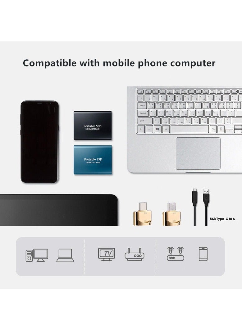 قرص صلب خارجي محمول بسعة 2 تيرابايت، محركات أقراص صلبة مصغرة، وحدات تخزين خارجية الحالة الصلبة، محرك نسخ احتياطي للكمبيوتر، دعم نقل بيانات USB 3.1 إلى Type-C لأجهزة Windows XP وPC Laptop وMac (أسود) - Image 4