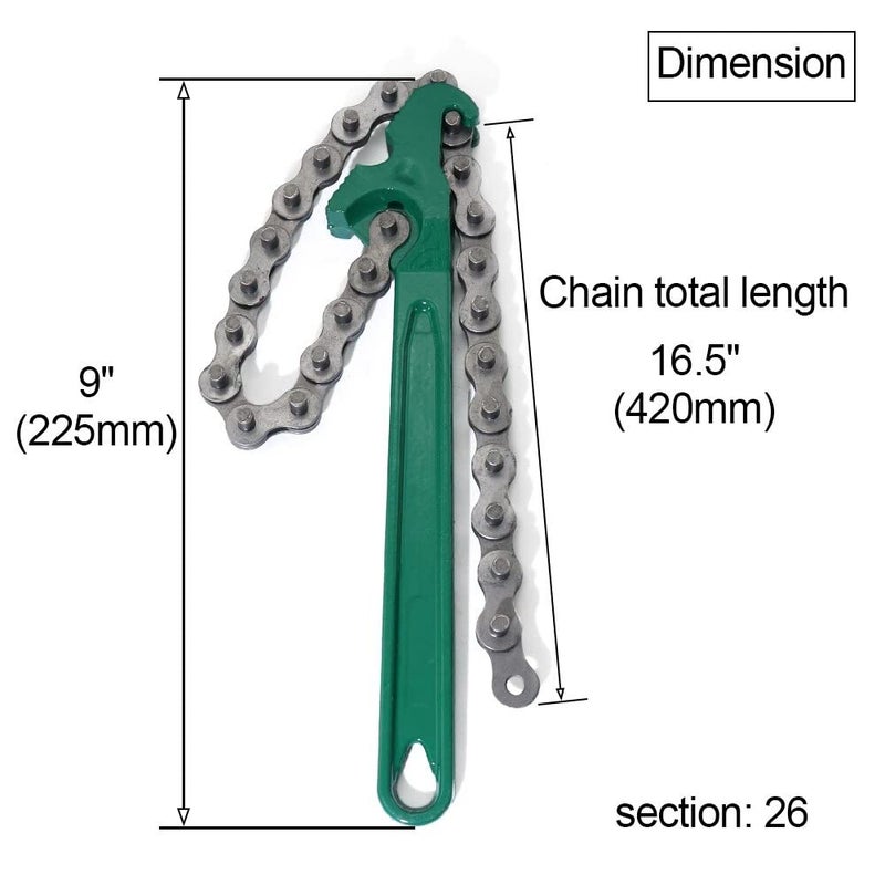 Digital Craft Digital Craft 2 Item Combo 9 Inch Chain Type Oil Filter Wrench Auto Tool Engine Box Spanner Oil Fuel Filter Wrench Removal Tools RemoverChain Wrench Hand Brush  - Image 2