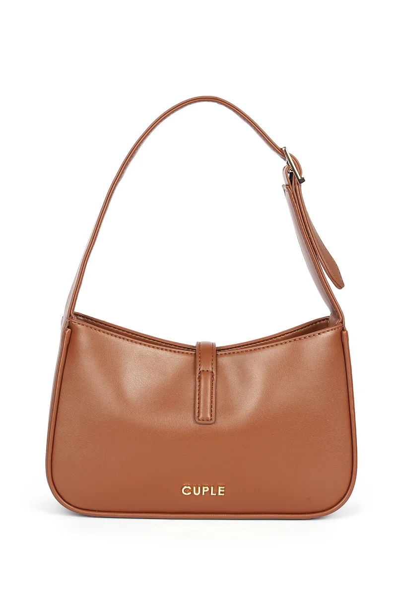 Cuple Long strap faux leather shoulder handbag