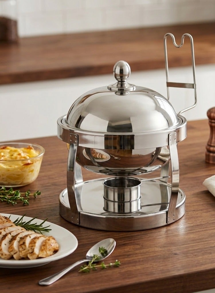 Maxima Round Stainless Steel Chaffing Dish with Lid 4 Liter - Image 1