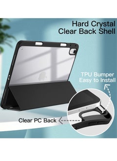 Jetech Case for iPad 10 10.9 Inch 2022 Model, 10th Generation with Pencil Holder Clear Transparent Back Shell Slim Stand Shockproof Tablet Cover Auto Wake Sleep Black  - Image 2