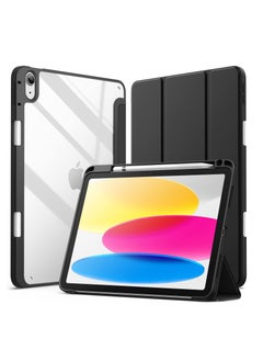 Jetech Case for iPad 10 10.9 Inch 2022 Model, 10th Generation with Pencil Holder Clear Transparent Back Shell Slim Stand Shockproof Tablet Cover Auto Wake Sleep Black  - Image 1
