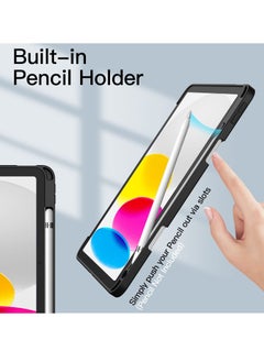 Jetech Case for iPad 10 10.9 Inch 2022 Model, 10th Generation with Pencil Holder Clear Transparent Back Shell Slim Stand Shockproof Tablet Cover Auto Wake Sleep Black  - Image 4