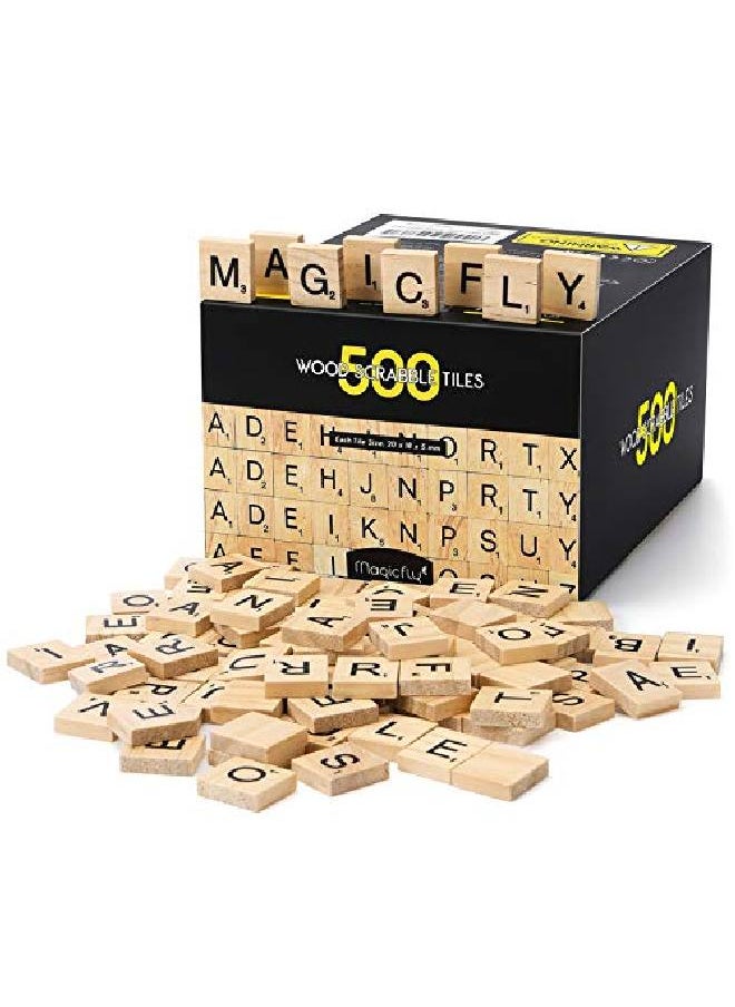 Magicfly Wood Letter Tiles Magicfly Wooden Scrabble Tiles Az Capital Letters For Crafts Spellingscrabble Crossword Game  - Image 1
