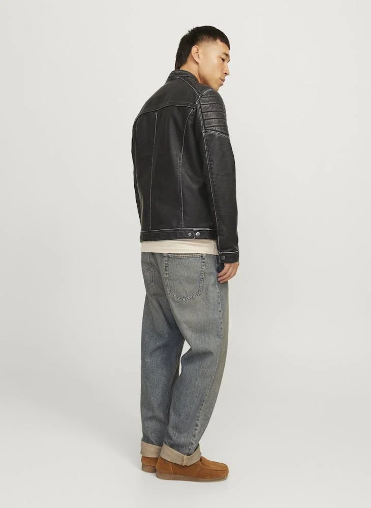 JACK & JONES Biker Faux Leather Jacket