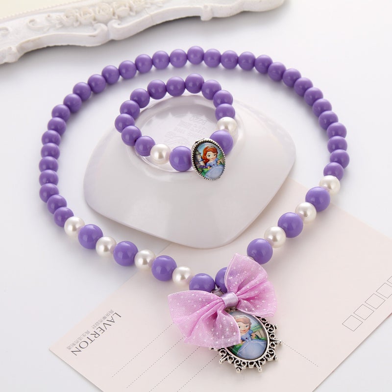 Generic Kids Cartoon Crown Wand Hair Accessory Purple-necklace and bracelet