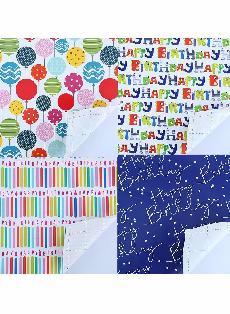 Colorful Wrapping Paper Set for Birthdays, Baby Showers, Weddings, and Graduations - Ideal for Men, Women, Boys, and Girls - All Occasion Gift Wrap Kit (Blue) - Image 5