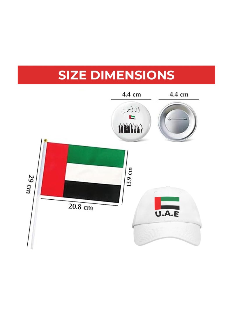 Generic UAE National Day Pack of 3 Kids Combo Pack – Includes UAE Flag Cap, Handheld Flag, and UAE Button Badge – Perfect for National Day Events, and Celebrations  - Image 2