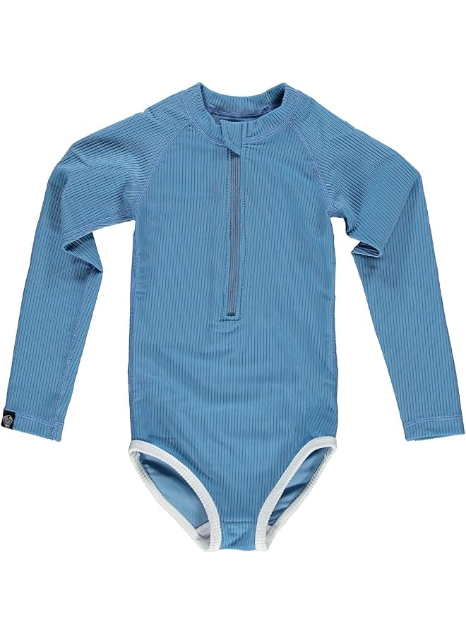 BEACH & BANDITS Reef Ribbed Swimsuit For Unisex Baby Medium Blue - Image 1