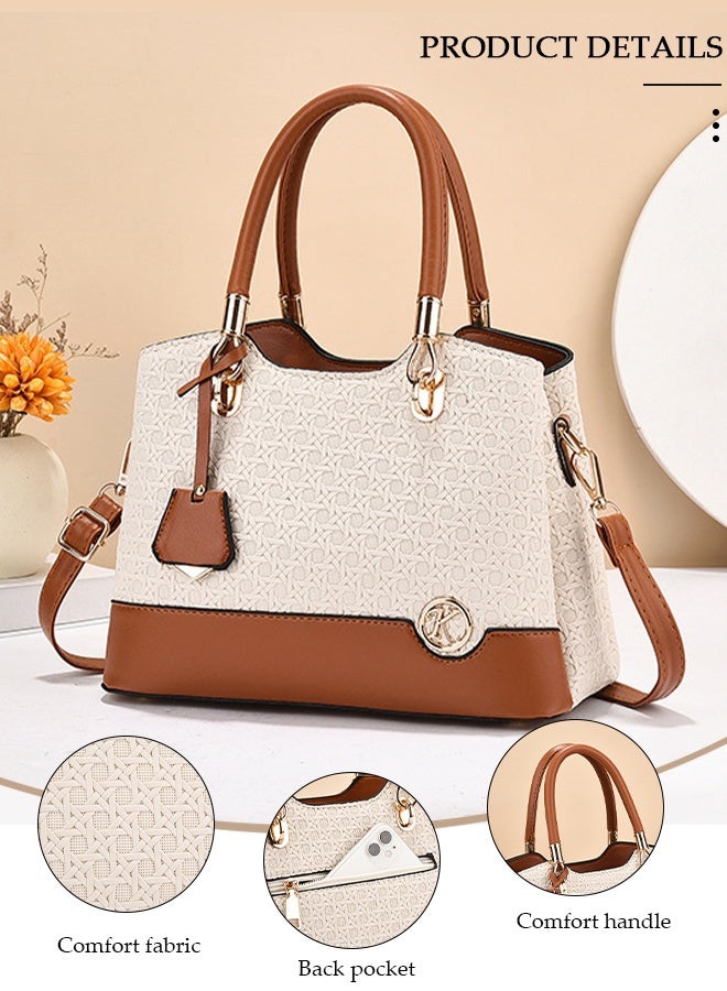 DUNISO Vintage Faux Leather Tote Bag for Women Large Capacity Shoulder Handbag Designer Satchel Crossbody Bag with Detachable Strap Everyday Use Gift - Image 5