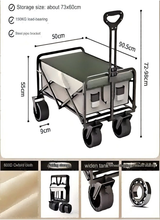 Excellent - Large Capacity Outdoor Camping Folding Trolley (Khaki ) - Image 1