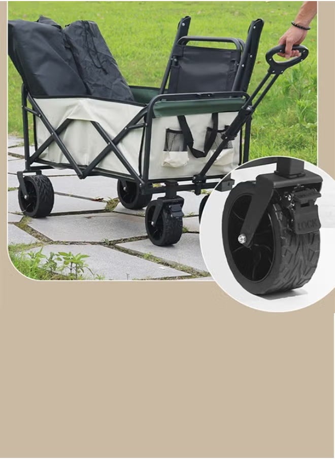 Excellent - Large Capacity Outdoor Camping Folding Trolley (Khaki ) - Image 1