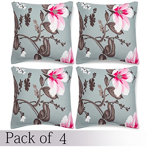 HOKIPO Polyester Blend Stretchable Cushion Cover 16 inch x 16 inch, Pack of 4 (AR-4098-D24*4),Grey - Image 4