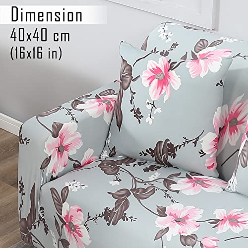 HOKIPO Polyester Blend Stretchable Cushion Cover 16 inch x 16 inch, Pack of 4 (AR-4098-D24*4),Grey - Image 2