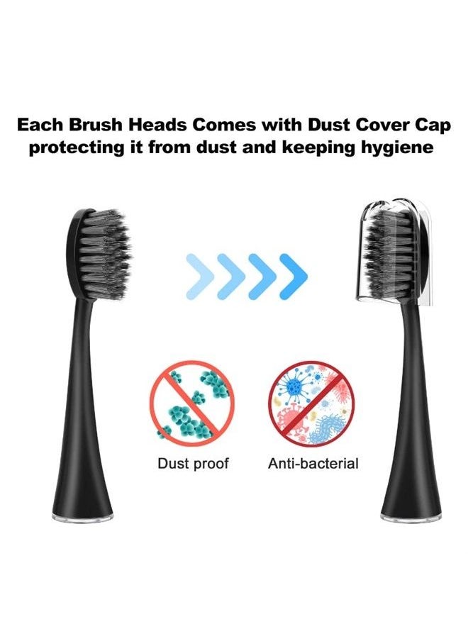 YUNCHI Replacement Toothbrush Heads for Burst Electric Toothbrush Adults with Dust Cover Caps, Soft Charcoal Bristles for Deep Cleaning, Plaque Removal and Whiting Teeth, 5 Counts, Black  - Image 2