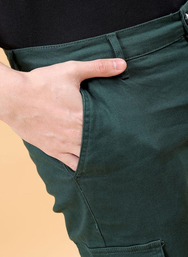 The Indian Garage Co Men Dark Green Slim Fit Cargo Pants - Image 4