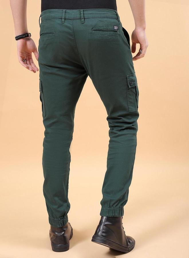 The Indian Garage Co Men Dark Green Slim Fit Cargo Pants - Image 3