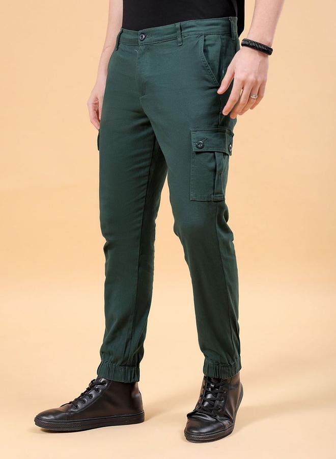 The Indian Garage Co Men Dark Green Slim Fit Cargo Pants - Image 2