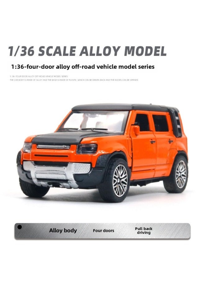 (Bag) Four-door Jeep Alloy Model Boy Off-road Convertible Car Children's Toy Decoration Gift-Color: Wei Orange  - Image 1