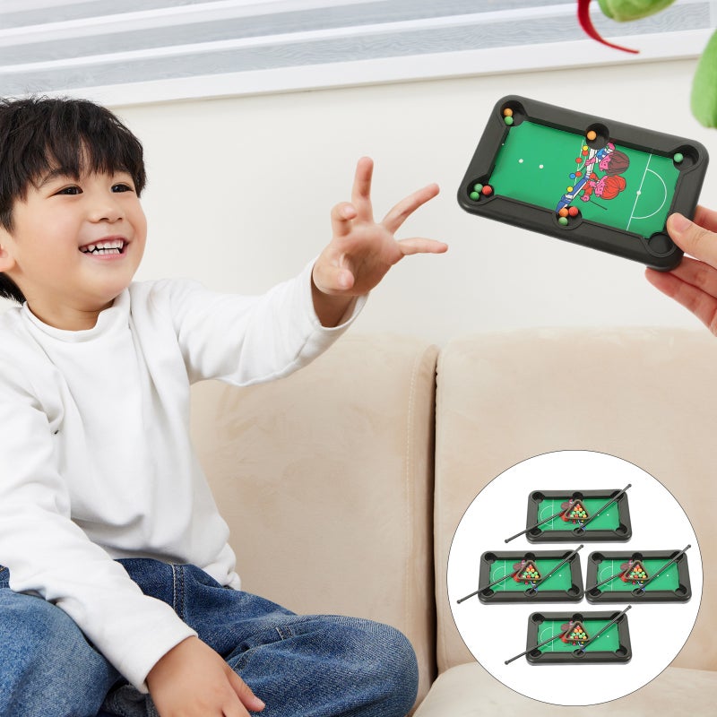 4 Sets Mini Pool Table Game Billiards Table Pool Table Set Portable Tabletop Games - Image 2