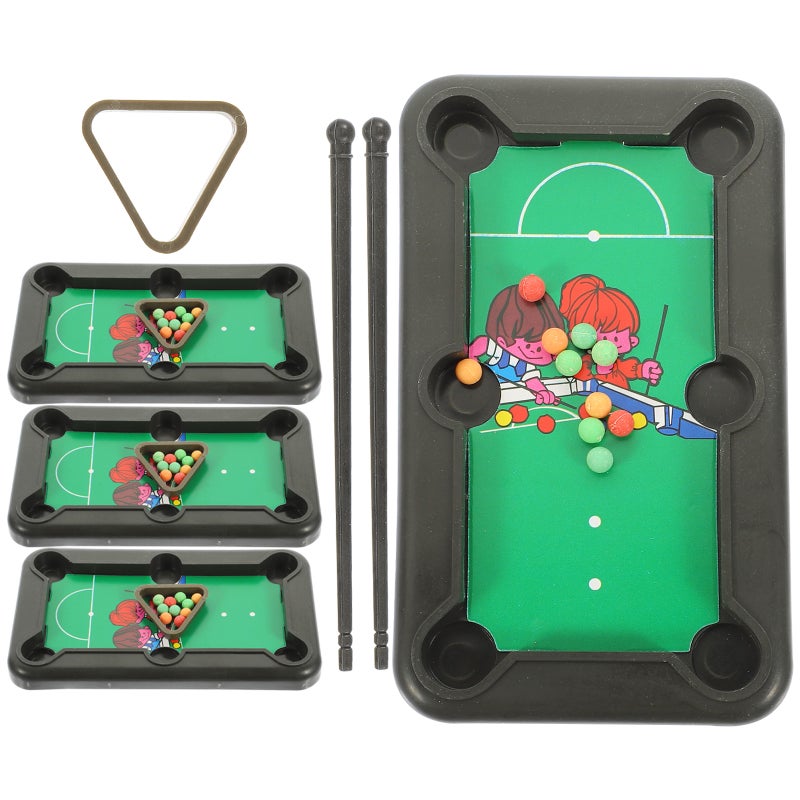 4 Sets Mini Pool Table Game Billiards Table Pool Table Set Portable Tabletop Games - Image 1