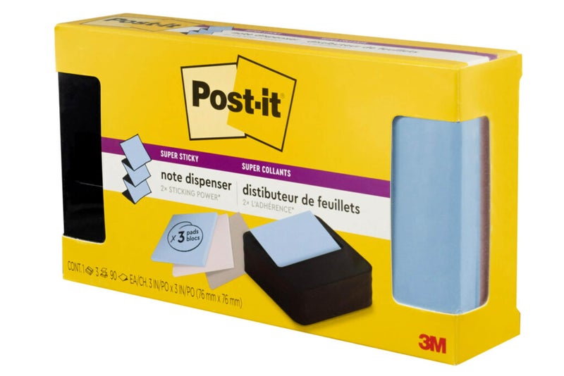 Post-it حامل ملاحظات بوست-إت الحديثة باللون الأسود - يتضمن حامل و 3 دفاتر ملاحظات لاصقة فائق الالتصاق 2X قوة الالتصاق (WAVE-330-BKVP) - Image 5