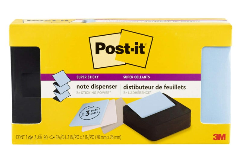 Post-it حامل ملاحظات بوست-إت الحديثة باللون الأسود - يتضمن حامل و 3 دفاتر ملاحظات لاصقة فائق الالتصاق 2X قوة الالتصاق (WAVE-330-BKVP) - Image 4