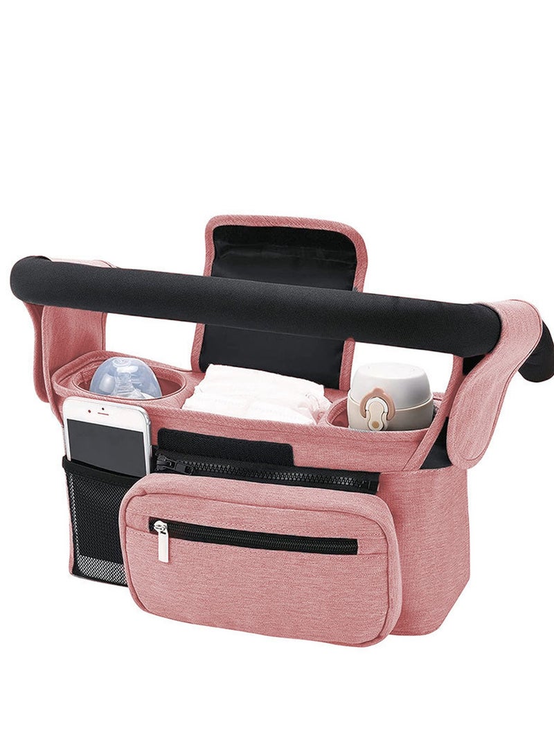 Universal Stroller Organizer with Insulated Cup Holder - Detachable Phone Bag & Shoulder Strap, Fits for Stroller Like Uppababy, Baby Jogger, Britax, BOB, Umbrella and Pet Stroller - Image 1