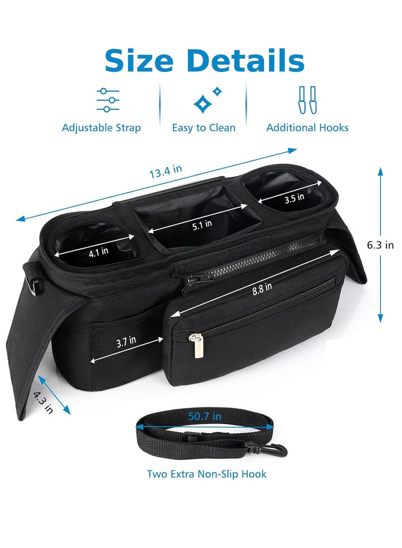 Universal Stroller Organizer with Insulated Cup Holder - Detachable Phone Bag & Shoulder Strap, Fits for Stroller Like Uppababy, Baby Jogger, Britax, BOB, Umbrella and Pet Stroller - Image 2
