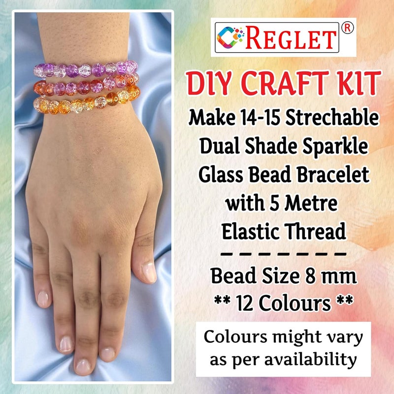 REGLET 335 Pcs Dual Shade Sparkle Glass Beads for Bracelet Making Kit - Beads for Jewellery Making Kit - Bead Bracelet Making - Crystal Bead - Beads for Craft - 8mm - Image 3
