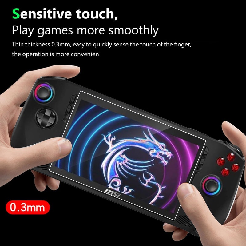 eWINNER 2 Pack Screen Protector Compatible with MSI Claw A1M 7" HandHeld Game Anti-Scratch 9H Hardness Anti-Fingerprint/Tempered Glass Screen Protector for MSI Claw Portal Handheld Game - Image 3