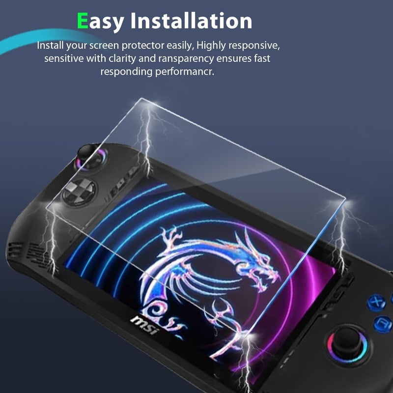 eWINNER 2 Pack Screen Protector Compatible with MSI Claw A1M 7" HandHeld Game Anti-Scratch 9H Hardness Anti-Fingerprint/Tempered Glass Screen Protector for MSI Claw Portal Handheld Game - Image 4