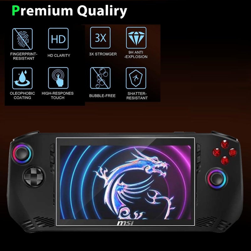 eWINNER 2 Pack Screen Protector Compatible with MSI Claw A1M 7" HandHeld Game Anti-Scratch 9H Hardness Anti-Fingerprint/Tempered Glass Screen Protector for MSI Claw Portal Handheld Game - Image 5