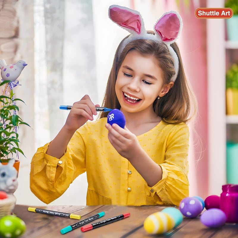 Shuttle Art Dual Tip Acrylic Paint Pens, 48 Colors Fine & Brush Markers for Rock Painting, Ceramic, Wood, Fabric, Glass - Art Set for Kids Adults on Christmas Easter - Image 5