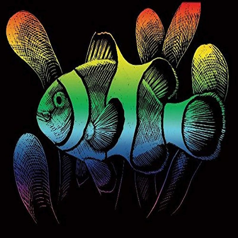 Royal Brush Rainbow Foil Engraving Clownfish Art Mini Kit, 5" by 7"