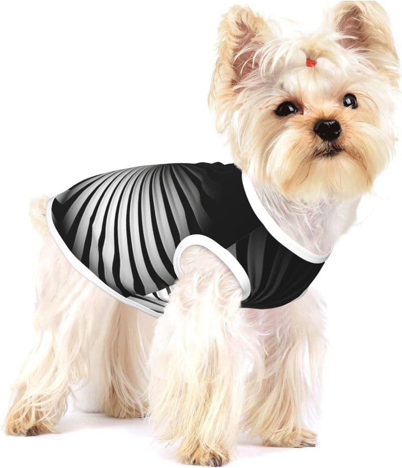 Black and White Glare Print Pet Clothes for Small Dogs and Cats – Soft Cotton Dog Pajamas, Cat Outfit, for Chihuahuas, Dachshund Clothes, Puppy Clothes Medium - Image 1