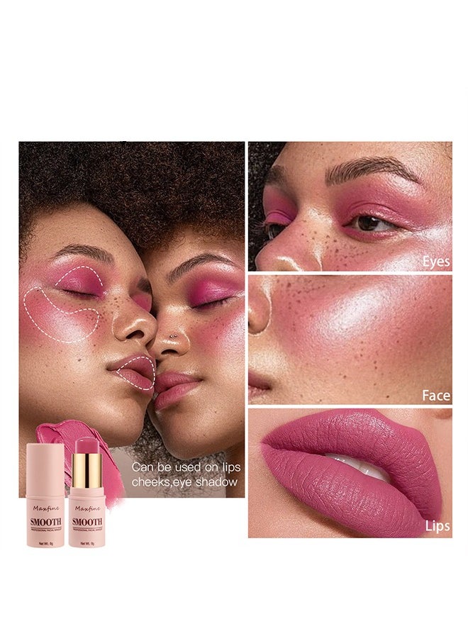 Maxfine Smooth Professional Facial Makeup,Cheeks & Lips and Eyes, 3  in 1 Creamy Blush,Moisturizing and Delicate Long Lasting Makeup Retention (#01)  - Image 3