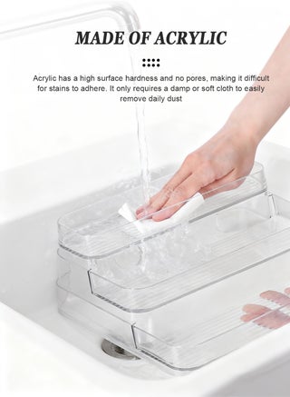 Clear Acrylic Showcase Display Risers, Perfume Cosmetics Organizer, Three-Tiered Shelf, Lotion Skincare Stand, Spice Holder,Sturdy Clear Rack For Kitchen Bathroom Countertop Cabinet Storage - view 4