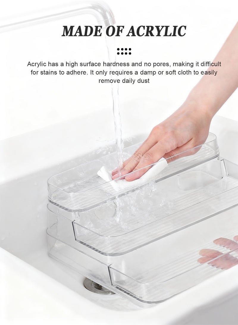 هومار كيت رفوف عرض شفافة من الأكريليك، منظم للعطور ومستحضرات التجميل، رف ثلاثي الطبقات، حامل لمستحضرات العناية بالبشرة، حامل للتوابل، رف شفاف متين للتخزين في خزائن المطبخ والحمام - Image 4