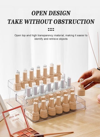 Clear Acrylic Showcase Display Risers, Perfume Cosmetics Organizer, Three-Tiered Shelf, Lotion Skincare Stand, Spice Holder,Sturdy Clear Rack For Kitchen Bathroom Countertop Cabinet Storage - view 2